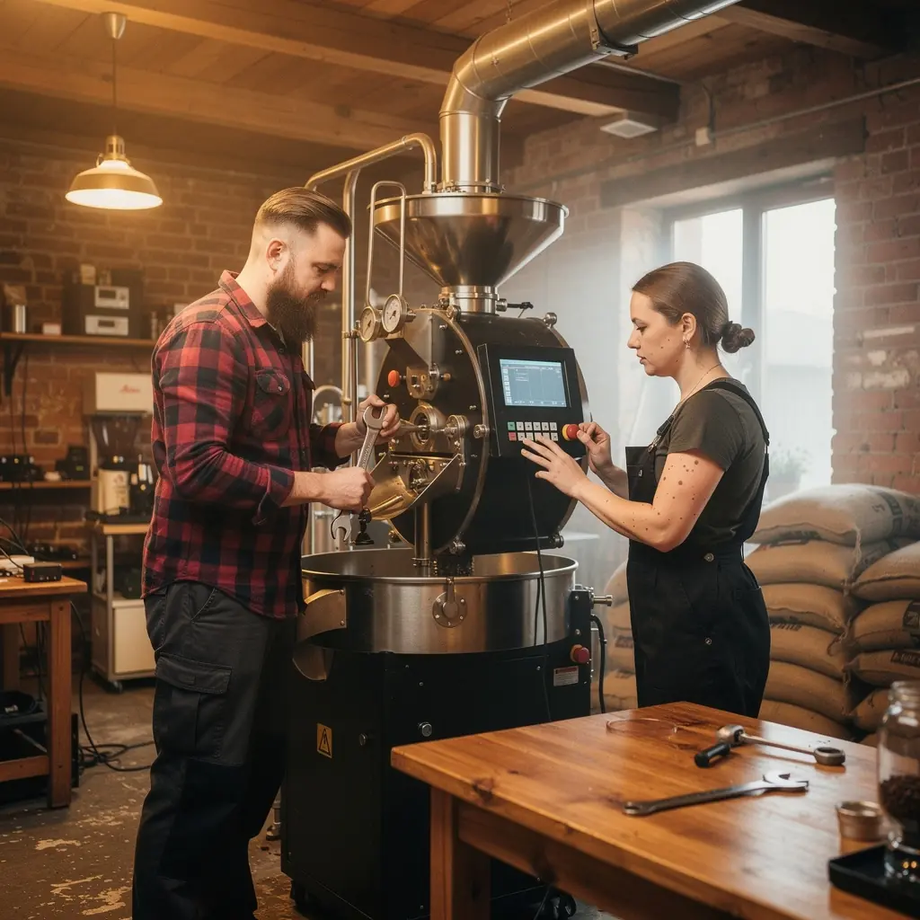 Temperatūras regulēšana kafijas pagatavošanas procesā.