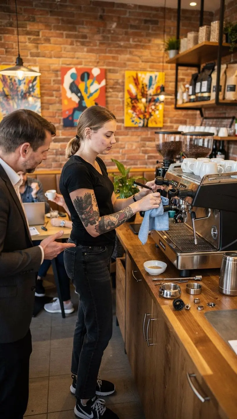 Kafijas automāta profesionāla tīrīšana ar augstspiediena iekārtām.